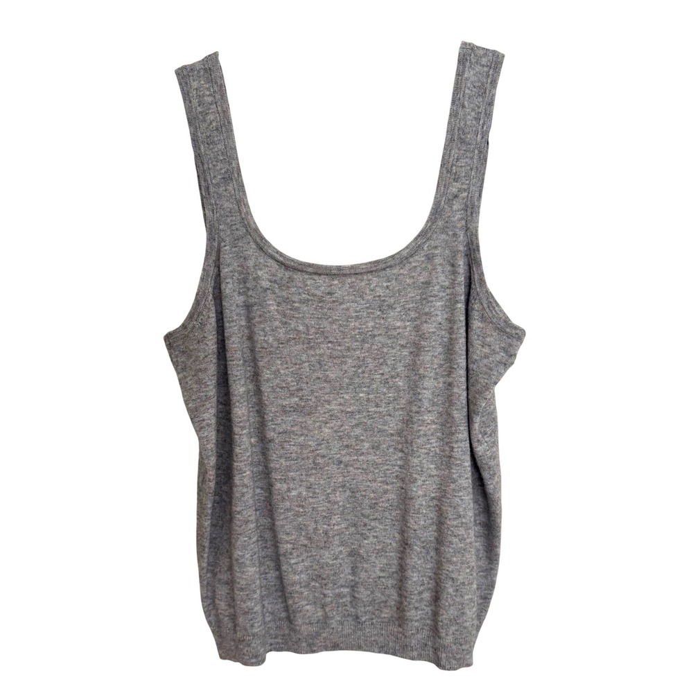 Classic Knit Tank Top Grey Rayon Blend Time and Tru Scoop Neck XL Women